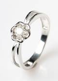 Blomsterring m brillant, 14 kt rhodineret guld, 0.15 ct. 