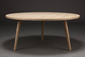 Dansk møbeldesign. cirkulært sofabord, ubehandlet egetræ