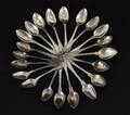 Te och kaffeskedar i silver, 22 delar, 1800-tal