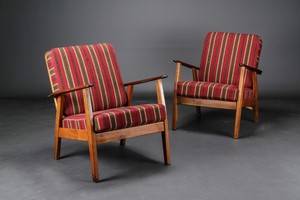 Dansk møbelproducent. Par lænestole af eg og teak 2