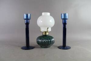 Fotogenlampa och ljusstakar 1 par i glas