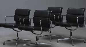 Charles Eames. Soft Pad armstole, Model EA-208 i sort læder 4