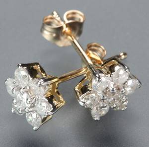 Par diamant ørestikker, ca. 0.49 ct. 2