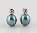 9K gold fresh water and diamond earrings approx. 0.03ct 2