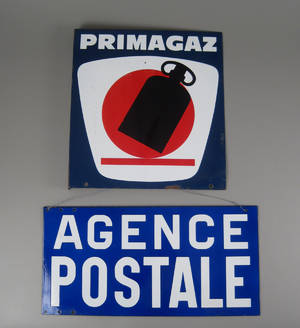 Primagaz emaljeskilt samt Agence Postale emaljeskilt 2