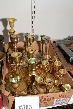 Parti mässingsljusstakar m m