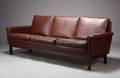 Dansk møbelproducent, tre pers sofa, brunt læder