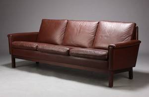 Dansk møbelproducent, tre pers sofa, brunt læder