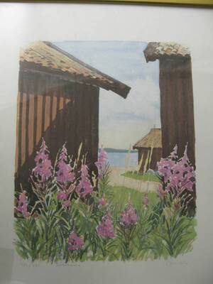 Färglitografi, Signerad Carin Adler