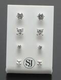 4 par ørestikker med cubic zirkonia, sterling sølv
