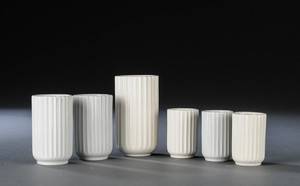 Lyngby porcelæn. Seks vaser af porcelæn. 6 