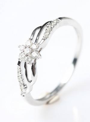 Brillantring Blomsterring, 14 kt rhodineret guld, 0.15 ct.