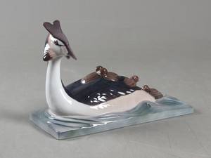 BG, figur, porcelæn, lappedykker