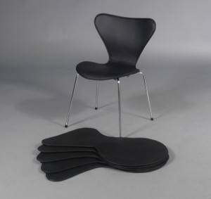 Læderovertræk til Arne Jacobsens 7´er stole, sæt på seks stk. 6 