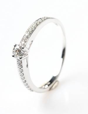 Brillantring, 14 kt rhodineret guld, ca. 0.29 ct.