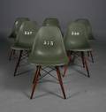 Charles Eames Seks skalstole, model DSW med numre, fremstillet for HM til amerikanske soldater udstationere i Tyskland. 6