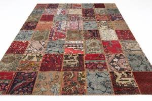 Handknuten persisk matta, patchwork 310 x 208 cm