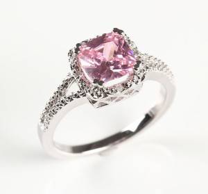 Ring af sterlingsølv med diamanter og zirkon
