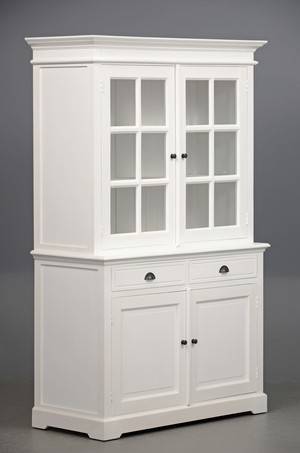 Vitrine, hvid antikbemalet, to-delt 2