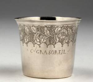 Fransk bæger af sølv, udført i Orleans ca. 1770