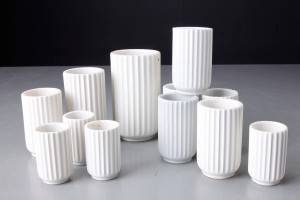 Lyngby porcelæn. Samling vaser, porcelæn, primært I. sort. 12
