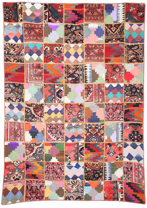 Persisk Patchwork tæppe, 303x211 cm.