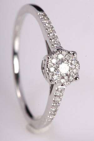 Brillantring, 14 kt rhodineret guld, 0.22 ct