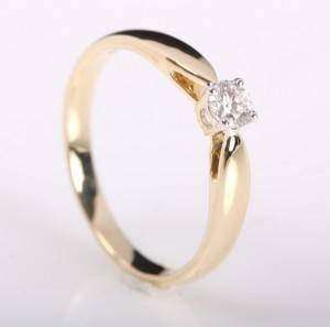 Solitairering, 14 kt guld, 0.19 ct.