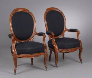 Et par salonstole af mahogni, 1800-tallet 2