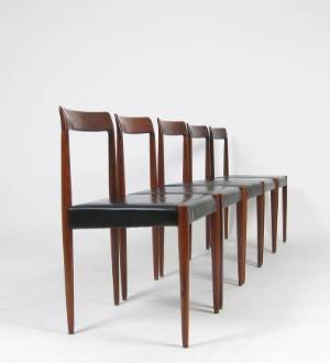 Lübke Germany, Set Stühle in Palisander und Leder 5