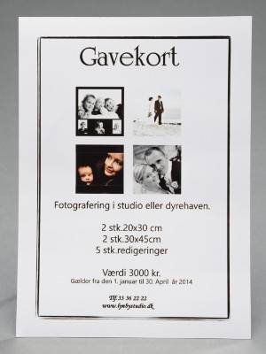 Fotogavekort til Kgs. Lyngby Fotostudio, værdi 3.000 kr.