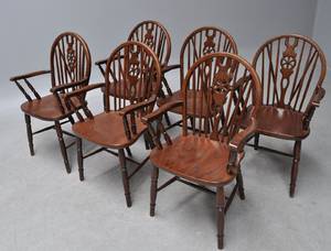 Seks Windsor krostole af brunbejset asketræ 6