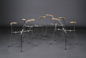 Arne Jacobsen. Fire stel til armstole, model 3207 4 