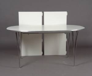 Piet Hein  Bruno Mathsson. Super Ellipse spisebord med to tillægsplader, model B618, 150250 cm