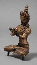 Siddende buddha af patineret bronze, 1900-tallets midte.