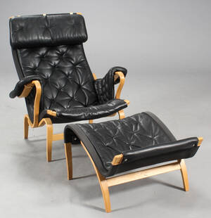 Bruno Mathsson. Pernilla lænestol med skammel 2