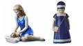 Royal Copenhagen. To figurer, Mor med baby på pude og Else med blå kjole 2