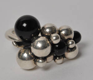 Georg Jensen - Moonlight Grapes ring med agat - Lille model - str. 52
