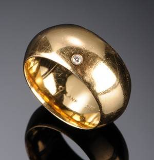 Guldring m. brillant, 18 kt