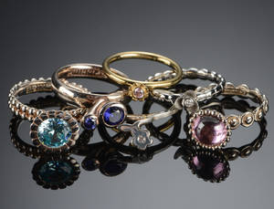 Samling ringe af guld og sølv, Spinning Jewelery 6 