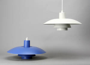 Poul Henningsen 1894-1967 To PH4 pendler, hvid- og blålakeret 2