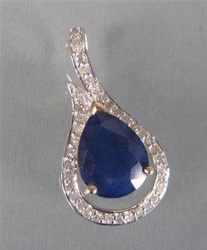 Safir- og diamantvedhæng 