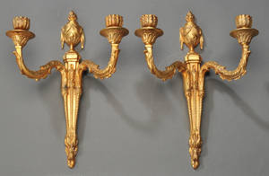Par lampetter af forgyldt bronze, empire stil 1900-tallet