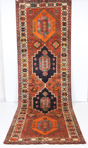 Persisk handknuten matta, naturfärgad Bakhtiari 387x128 cm