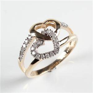 Hjertering med diamanter ca. 0.25 ct