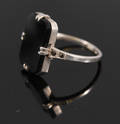 Art Deco ring, sterling silver,Onyx samt markasiter 