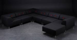 Nomad DOT Large, modul hjørnesofa betrukket med antrazitfarvet filtuldstof, forkromede metalben