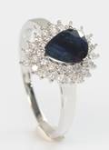 Safir- og diamant ring
