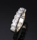 Brillant-allianceringring af 14 kt. hvidguld, i alt ca. 0.90 ct