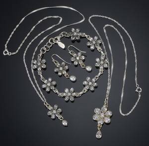 Samling sølvsmykker med cubic zirkonia 4
